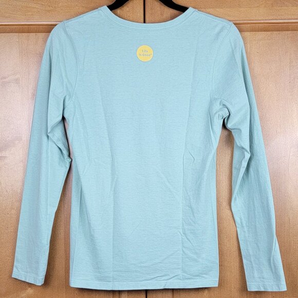 Life is Good Pale Green Classic Fit Hibiscus Flower V-Neck Long Sleeve Tee - XS - Picture 3 of 9